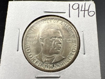 1946 P Booker T Washington Silver Half Dollar Coin BU UNC SK#a