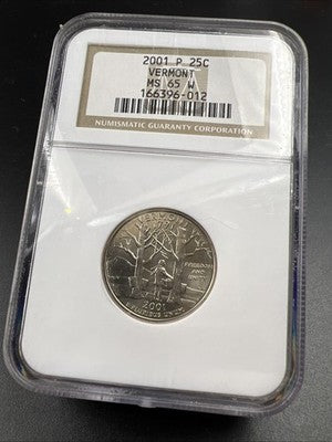2001 P Vermont Statehood Quarter NGC MS65 W #012