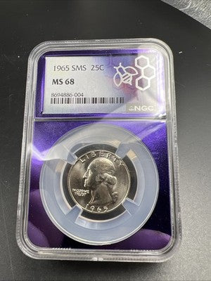 1965 25c SMS Washington Copper Nickel Quarter MS68 NGC