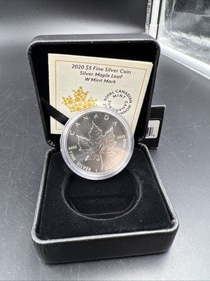 2020 W 1 Oz Canada Silver Maple Leaf Coin Gem BU Box & COA