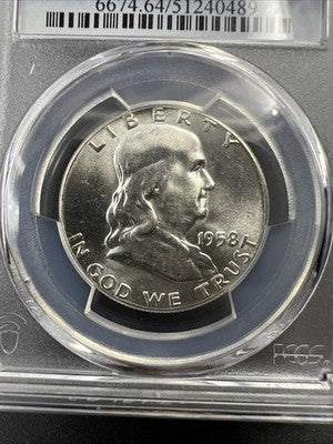 1958 P 50c Franklin Silver Half Dollar Coin PCGS MS64 CH BU Certified #89