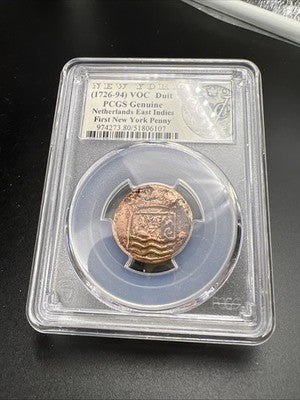 1789 VOC Netherlands East Indies Duit Holland Coin New York Penny PCGS Genuine B