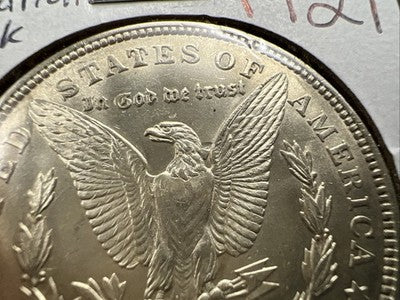 1921 P $1 Morgan Silver Dollar Coin Reverse Lamination Error BU UNC