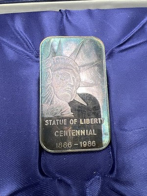 1986 Statue of Liberty Centennial 1 Oz Silver Bar PQ Toning Toner
