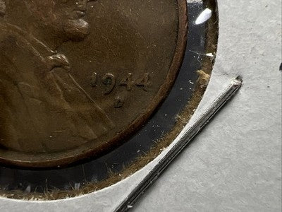 1944 D/D 1c Lincoln Wheat Cent Penny RPM Repunched mint mark VF Circ
