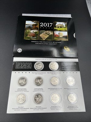 2017 P and D America the Beautiful BU Quarters 10 ATB Park Coin Set Mint Pack