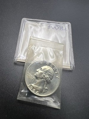 1964 P 25c Washington 90% Silver Quarter Coin Gem Proof Cameo in Mint Cello