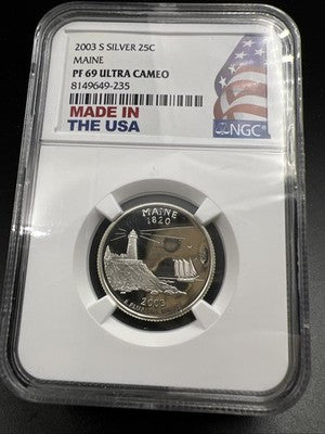 2003 S Maine State Statehood Silver Quarter Coin NGC PF69 UCAM #235