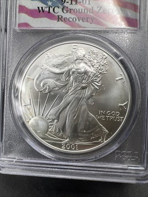 World Trade Center Recovery 2001 1 OZ ASE Ground Zero Silver Eagle PCGS Gem SK#C