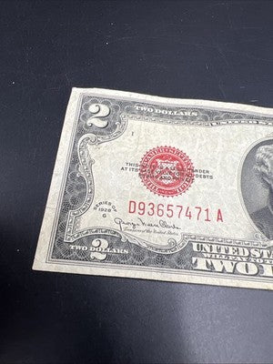 1928 G $2 Two Dollar Legal Tender United States Red Seal Note VF Very Fine #471