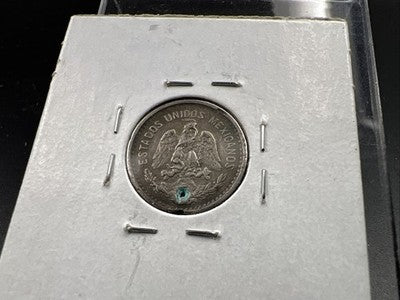 1905 Mexico 10 Centavos Silver Coin VF Details Holed