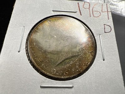 1964 D 50c Kennedy 90% Silver Half Dollar Coin BU NC Neat Toning Obverse SK#1