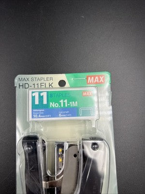HD-11FLK Max Flat Clinch Stapler for 2x2 Coin Flips Stapler Black Hand Size New