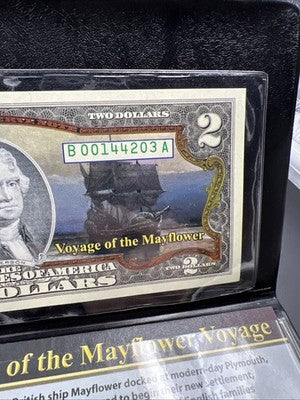 400th Anniversary of the Mayflower Colorized $2 FRN Two Dollar & Half Dollar Set