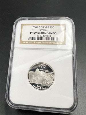 2004 S 25c Iowa State Statehood Quarter Silver PF69 UCAM NGC #034
