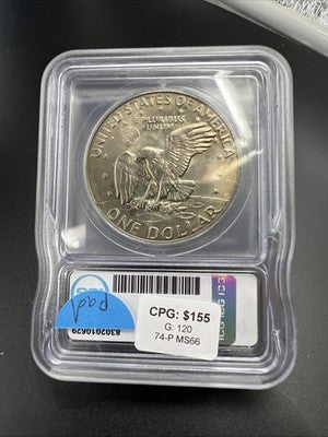 1974 P $1 Ike Eisenhower Clad Copper Nickel Dollar Coin ICG MS66 #29