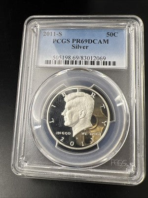 2011 S Kennedy 90% Silver Proof Half Dollar Coin PCGS PR69 DCAM #069