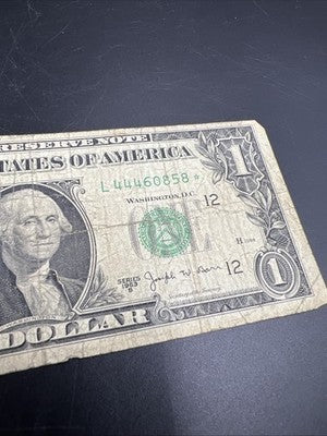 1963 B * Star $1 One Dollar Barr Note Neat Serial Number #444 Very Circulated