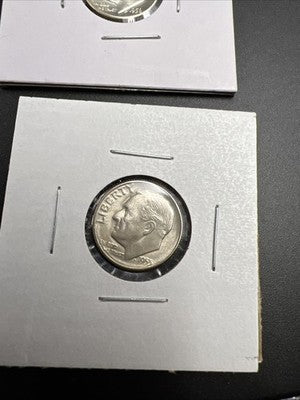 2 Coin Roosevelt Collector's Lot 1955 S 1958 D 10c Silver Dime Coins BU SK#a