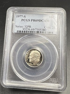 1977 S 10c Roosevelt Copper Nickel Dime Coin PCGS PR69 DCAM #861