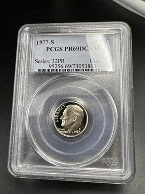 1977 S 10c Roosevelt Copper Nickel Dime Coin PCGS PR69 DCAM #863