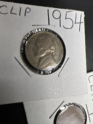 Clipped Planchet Collector's Lot 1954 5c & 1942 1c Circulated SK#a