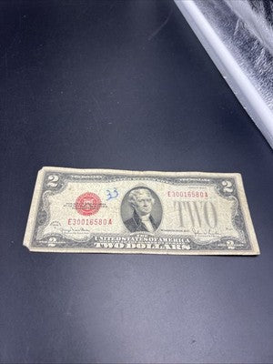 1928 G $2 Two Dollar Legal Tender United States Red Seal Note Very Circ #3001