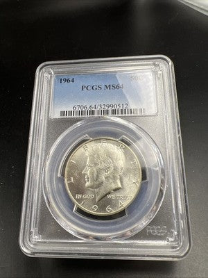 1964 P 50c Kennedy Silver Half Dollar Coin PCGS MS64 CH BU Certified #512