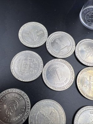 Lot of 20 $1 Casino Dollar Gaming Tokens Metal Circulated Conditions SKU#7540