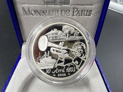 2003 France Silver Proof 1.5 Euro Louisiana Purch Jefferson Napoleon & Armstrong
