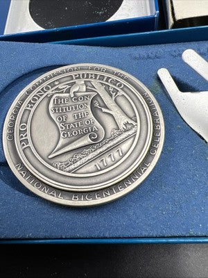 1976 US Bicentnennial Two Hundred Years Georgia 137 Gram .999 Silver Medal n Box