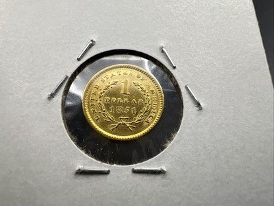 1851 Liberty Head Type I Gold Dollar $1 Choice AU About UNC