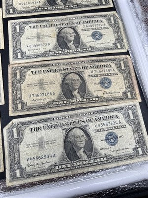 Lot of 18 1957 $1 One Dollar Blue Seal Silver Certificates G / VG #642