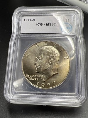 1977 D $1 Ike Eisenhower Clad Copper Nickel Dollar Coin ICG MS67 #26