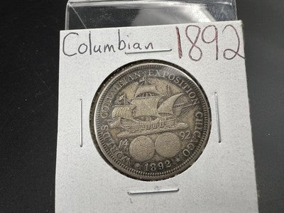 1892 50c Columbian Exposition Chicago World's Fair Silver Half Dollar XF EF S#1