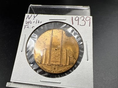 1939 New York World's Fair Communications Building Medal UNC Some Toning