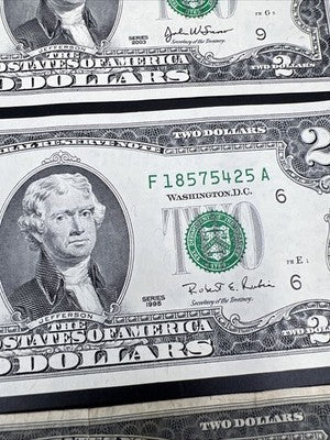 Lot of 5 $2 Bills 1928 1953 1995 2003 2009 Collector's Set Circ #529
