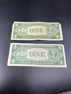 Lot of 2 1935 F H * Star US Silver Certificate One Dollar Bills VG / Fine #14