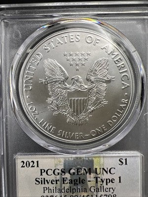 2021 ASE American Silver Eagle David Bowers Signature Philadelphia Gallery PCGS