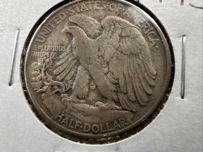 1943 P Walking Liberty Half Dollar Coin Missing Initials Variety CH VF Very Fine