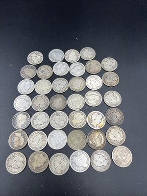 Barber Quarters 90% Silver Coin Quarter Roll $10 Face Value 40 Coins G-VG SKU#G