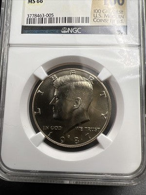 1987 D 50c Kennedy Half Dollar Coin NGC MS66 Rank #100 Holder