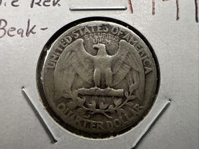 1941 25c Washington Silver Quarter Coin DDR Double Die Reverse AG #B