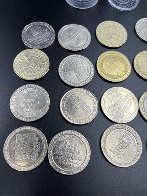 Lot of 20 $1 Casino Dollar Gaming Tokens Metal Circulated Conditions SKU#7536