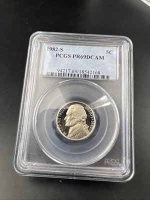 1982 S 5c Jefferson Proof Nickel Coin PR69 DCAM PCGS #68