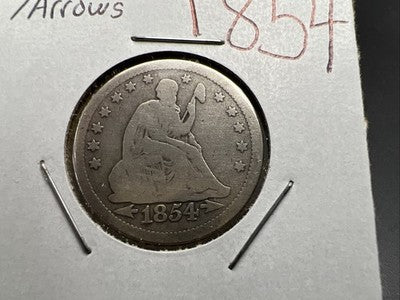 1854 Seated Liberty Silver Quarter Coin with Arrows Variety Choice VG Very Good