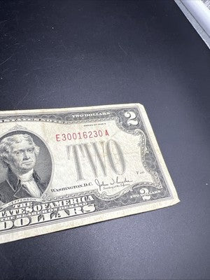 1928 G $2 Two Dollar USN Note Red Seal Fine Circ #230
