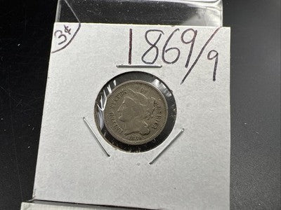 1869 69/9 3c Nickel Coin FS-302 RPD Variety Coin Choice Fine Circulated