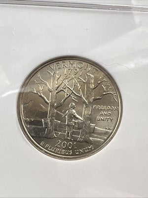 2001 P Vermont Statehood Quarter NGC MS65 W #012