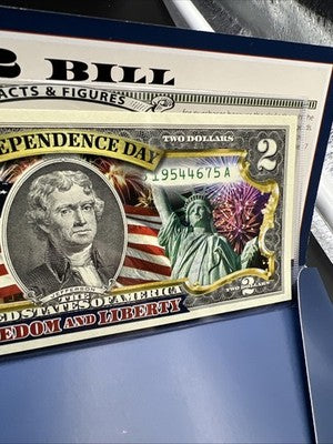 Independence Day Colorized Enhanced 2017 A 2 Two Dollar Federal Reserve Note #B